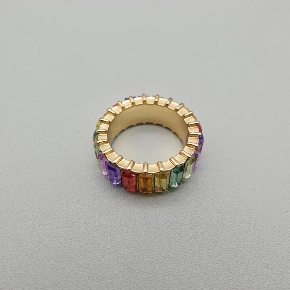 Sugarfix Baublebar Ring Cocktail Rainbow Multicolor Crystal Eternity Band Size 8 - Picture 7 of 12